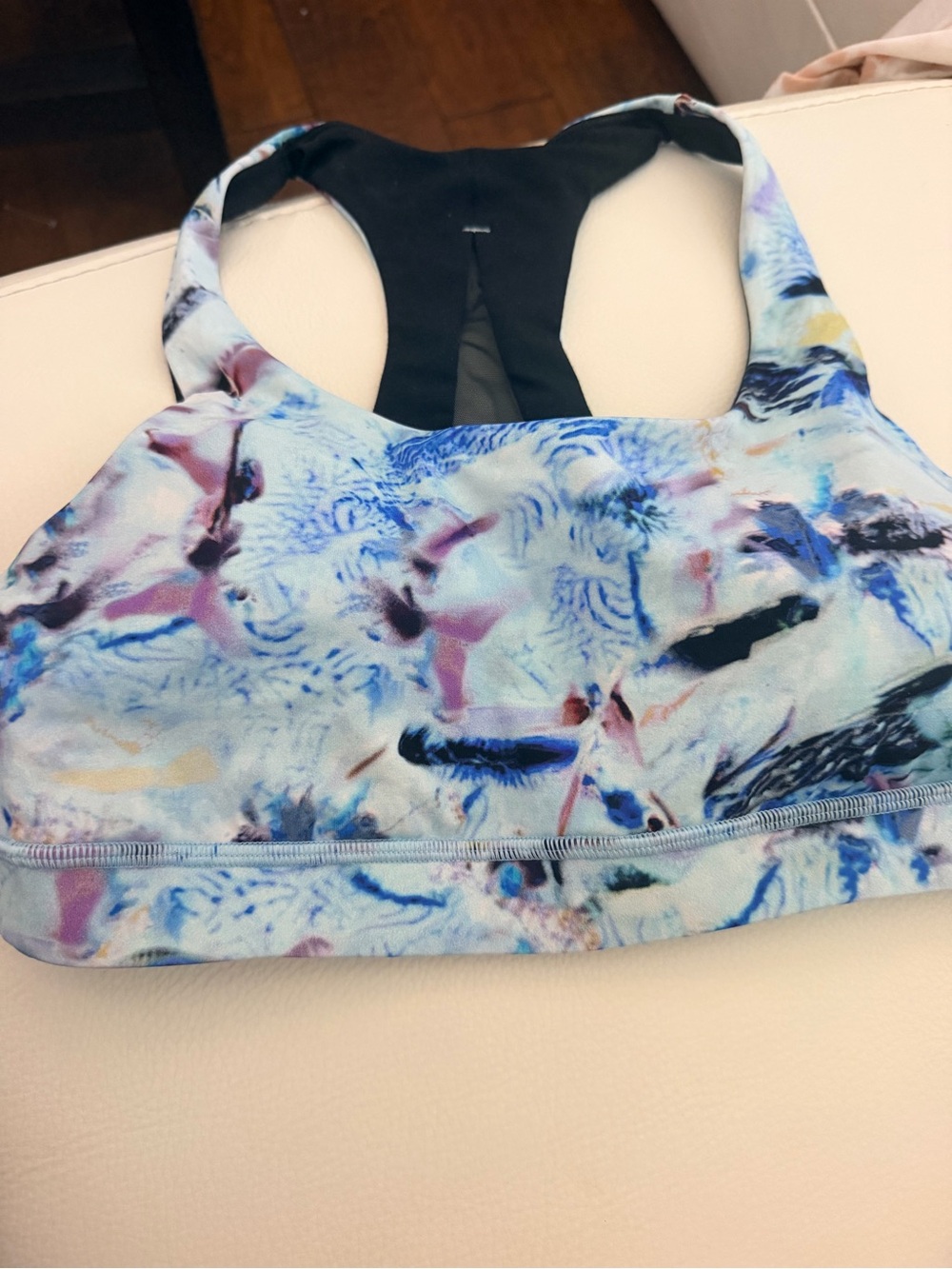 Lululemon Printed Racerback Sports Bra - Light Blue Multi